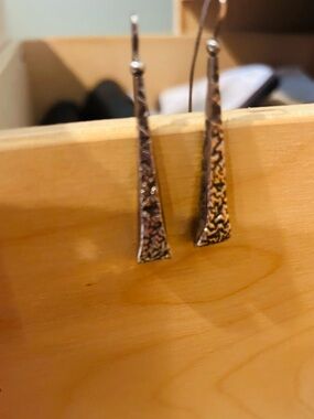 Source Unknown Silver Textured Drop Earrings